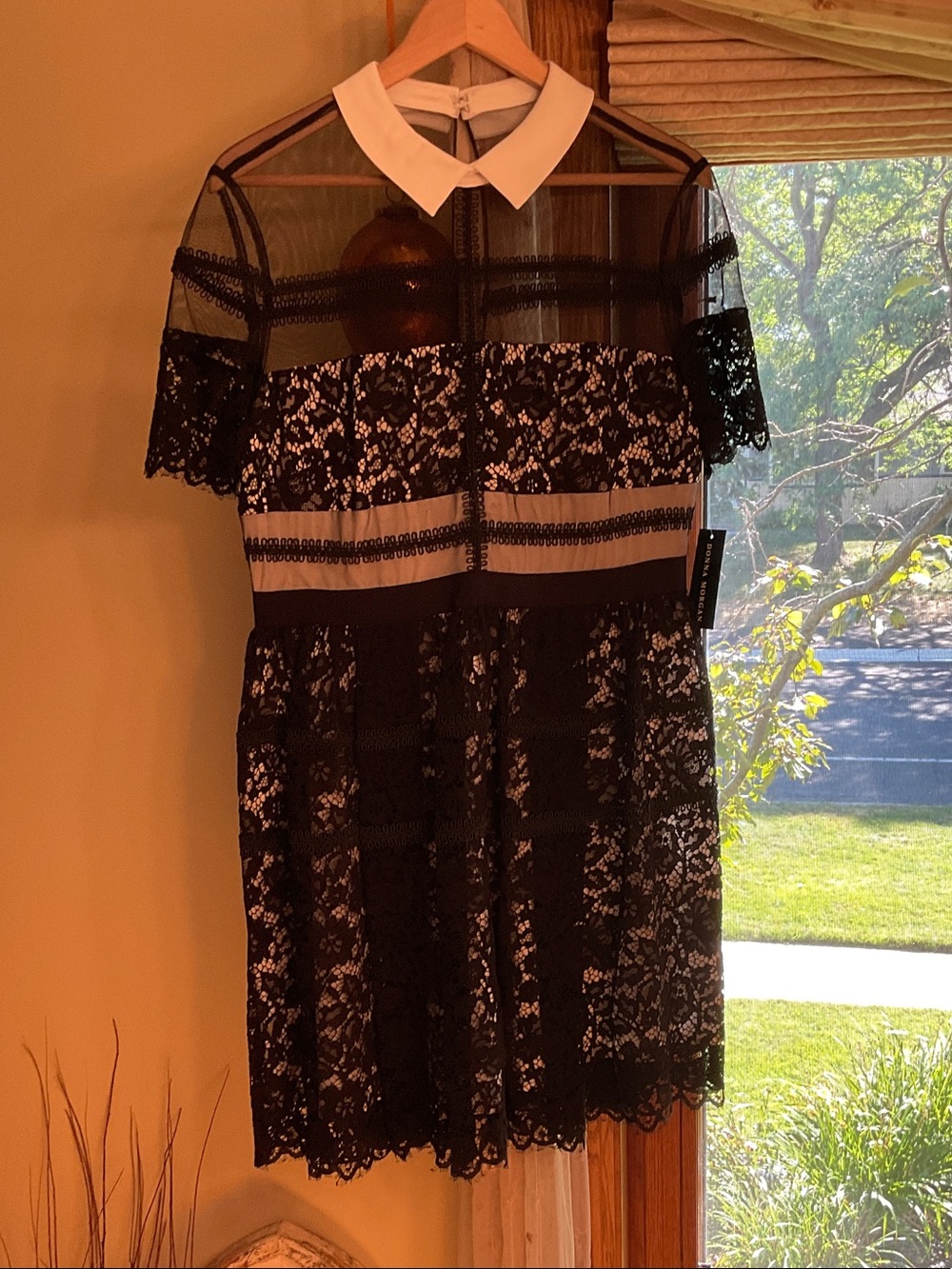 Donna Morgan Black Lace Overlay Dress NWT 12